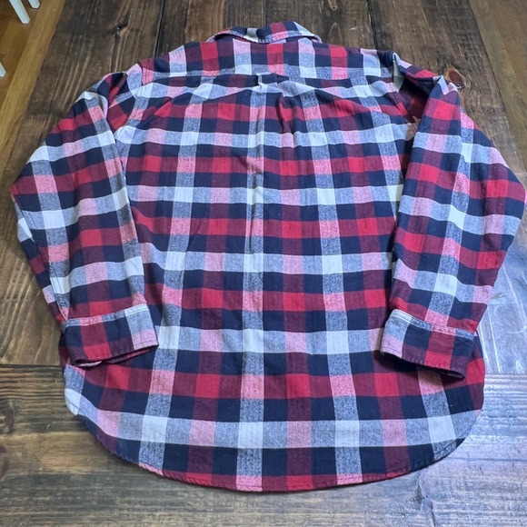 Jachs NY Mens Red Grey Herringbone Plaid Flannel Button Down Shirt XL western - Picture 7 of 7